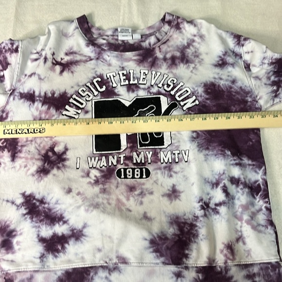 MTV Music Television Long Sleeve Sweatshirt Womens Size XXL Purple White TieDyed - Picture 4 of 9